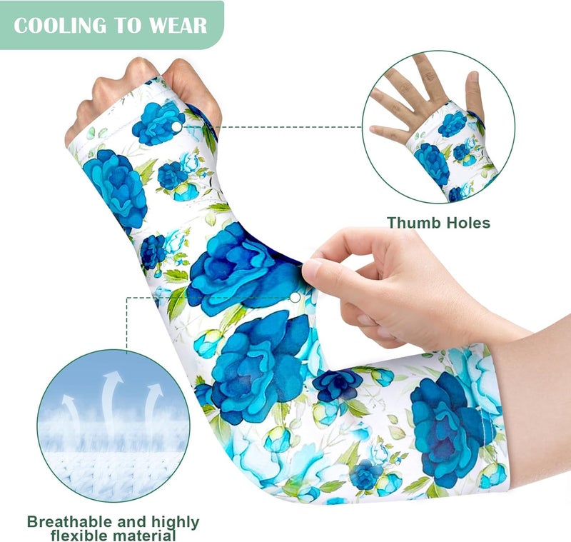 Mukum 4 Pairs Gardening Sleeves Anti-Slip Arm Protection with Thumb Hole Sun Sleeve Cooling Arm Sleeves for Women Men Outdoor - Image 4